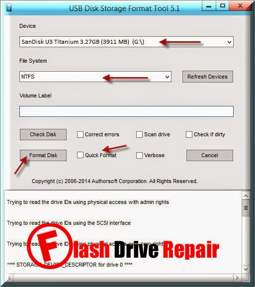 usb flash drive format tool